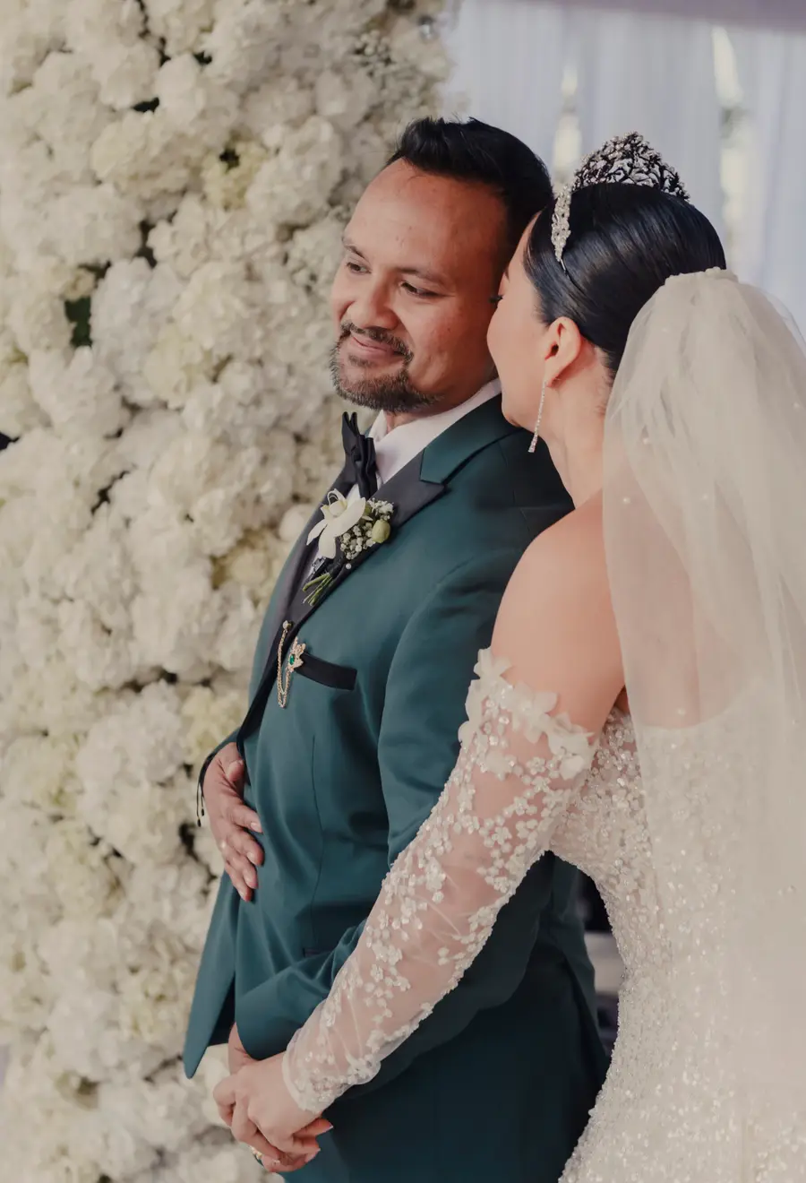 Couple during a wedding portrait session in a tropical destination