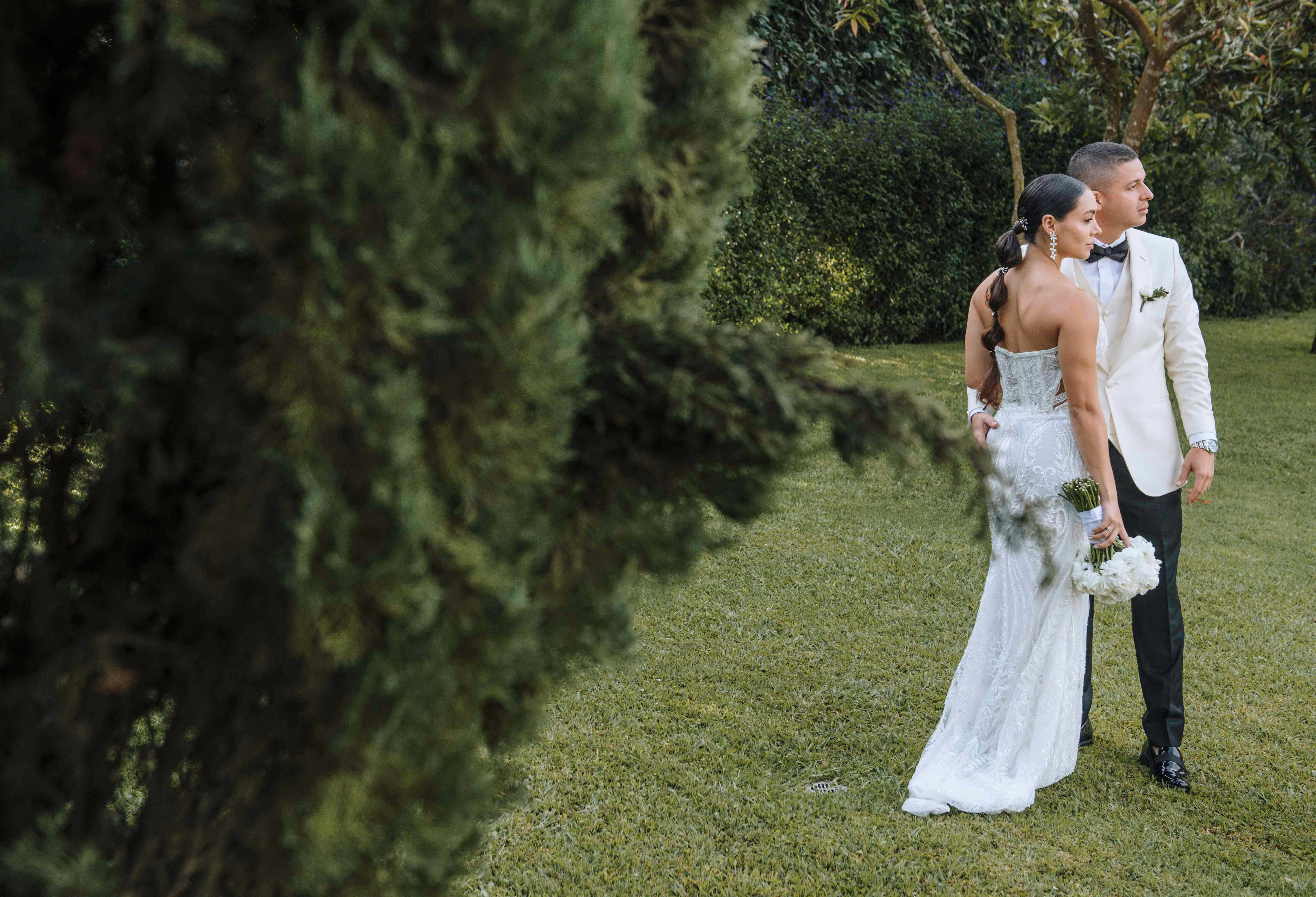 Newlyweds in a contemporary editorial portrait